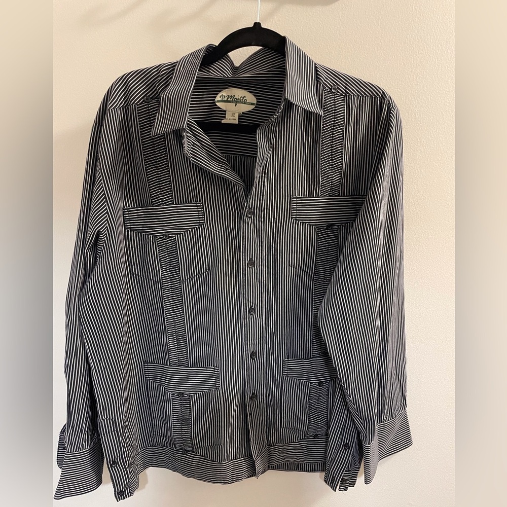 Vintage Mojito Classic Black and White Striped Shirt Jacket Unisex